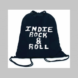 Indie Rock n Roll ľahké sťahovacie vrecko ( batôžtek / vak ) s čiernou šnúrkou, 100% bavlna 100 g/m2, rozmery cca. 37 x 41 cm